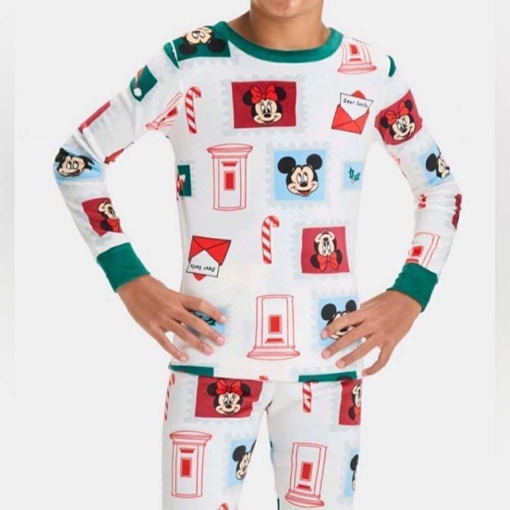 NWT Kids' Christmas Disney Mickey Minnie Mouse 2pc Snug Fit Pajama Set, size 10 - Picture 8 of 8
